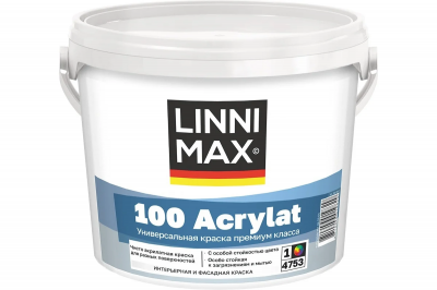 Краска водно-дисперсионная для наружных и внут-их работ LINNIMAX 100 Acrylat / ЛИННИМАКС 100 Акрилат (База 1 (0,9 л)) Краска водно-дисперсионная для наружных и внут-их работ LINNIMAX 100 Acrylat / ЛИННИМАКС 100 Акрилат (База 1 (0,9 л))