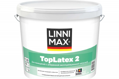 Краска водно-дисперсионная для внутренних работ LINNIMAX Toplatex 2 / ЛИННИМАКС ТопЛатекс 2 (База 1 (10 л))