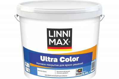 Краска водно-дисперсионная для внутренних работ LINNIMAX Ultra Color / ЛИННИМАКС Ультра Колор (База 3 (8,46 л))