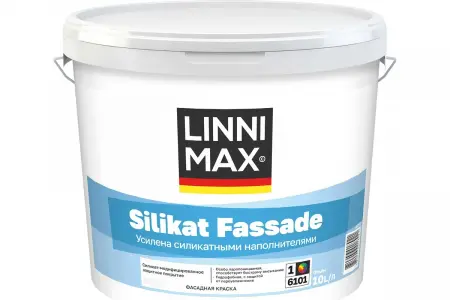 Краска силикатная для наружных работ LINNIMAX Silikat Master Fassade / ЛИННИМАКС Силикат Мастер Фаса (10 л)  - превью